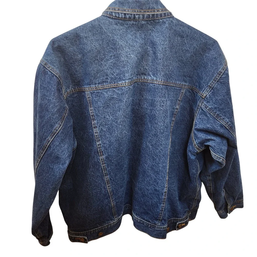 Wrangler Rugged Wear Mens XXL Blue Denim Jacket Buffalo Plaid Lined Trucker Coat